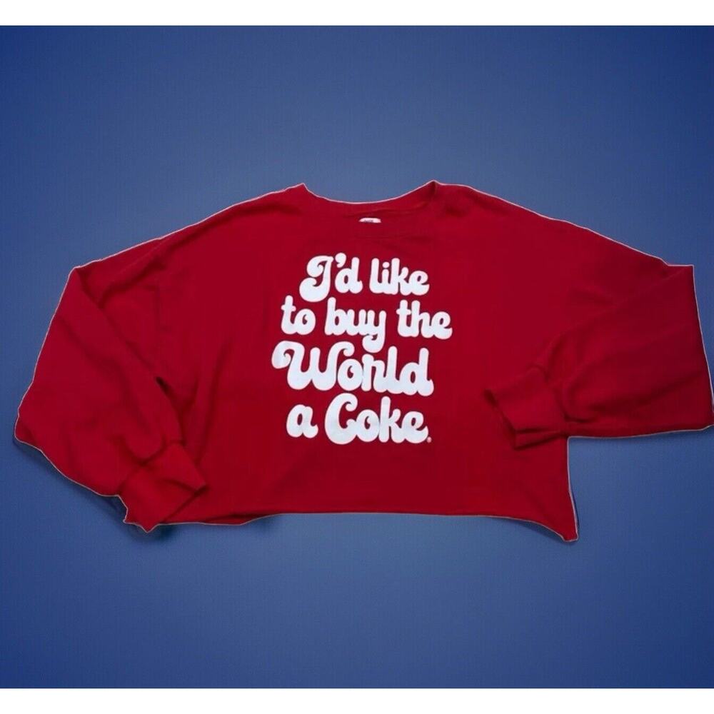 I’d Like to Buy the World a Coke Red Cropped Top Sweatshirt Crewneck Medium